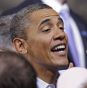 US President Barack Obama greets supporters after a campaign rally at Ohio State University in Columbus, Ohio