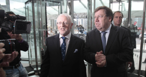 Chairman Dermot Dwyer and Taoiseach Brian Cowen arrive for the opening of the new National Convention Centre in Dublin city centre today. Chairman Dermot Dwyer and Taoiseach Brian Cowen arrive for the opening of the new National Convention Centre in Dublin city centre today.