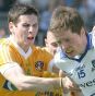 Conor McManus of Monaghan and Kevin OBoyle of Antrim do battle today. Picture: Inpho Conor McManus of Monaghan and Kevin OBoyle of Antrim do battle today. Picture: Inpho