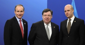Foreign Minister Micheal Martin and Taoiseach Brian Cowen with Swedish Prime Minister Fredrik Reinfeldt in Brussels today. Foreign Minister Micheal Martin and Taoiseach Brian Cowen with Swedish Prime Minister Fredrik Reinfeldt in Brussels today.