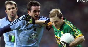 Dublins Ger Brennan tackles Darran OSullivan of Kerry in todays match. Picture: Inpho