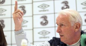 Trapattoni speaking at a press conference today in the Renaissance Monarch Hotel, Moscow. Picture: INPHO.