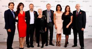 Director Mendes (third from left) pictured with Bond star Craig (centre) and the cast of Skyfall