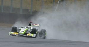 Brawn GPs Jenson Button during a shortened final practice session during qualifying at Interlagos.