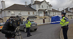 Gardaí at the scene of a fatal stabbing in Kilkenny this morning. Picture: Pat Moore