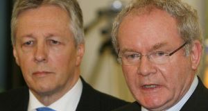 Martin McGuinness and Peter Robinson arrive the Belfast City Airport to address the media following the plane crash in Cork.
