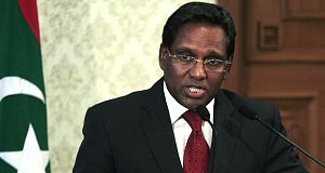 Maldives newly elected President Mohammed Waheed Hassan speaks during a press conference in Male, in the Maldives today.