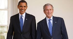 Barack Obama spent two hours having private talks with President George Bush today as he visited the White House for the first time since becoming US president-elect. Barack Obama spent two hours having private talks with President George Bush today as he visited the White House for the first time since becoming US president-elect.