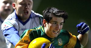 Meaths Paddy Gilsenan with Vinny Corey of Monaghan. Picture: Inpho