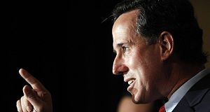Rick Santorum during a primary night watch  overnight.