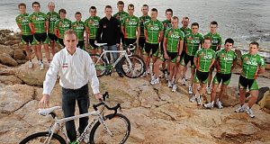 The 2010 An Post Seán Kelly team was officially announced today at the team base in Belgium. Pictured with the team are team director Seán Kelly, front, and manager Kurt Bogaerts. Pic: Pat Murphy / SPORTSFILE