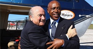 Picture posted on the FIFA.com site today. Rio Ferdinand has tweeted: “Fifa clear up the blatter comments with a pic of him posing with a black man..I need the hand covering eyes symbol!!” Picture posted on the FIFA.com site today. Rio Ferdinand has tweeted: “Fifa clear up the blatter comments with a pic of him posing with a black man..I need the hand covering eyes symbol!!”
