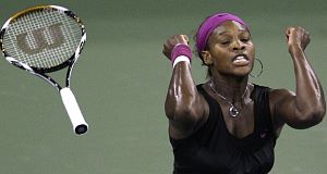 Serena Williams celebrates after beating Flavia Pennetta of Italy in their quarter-final overnight.