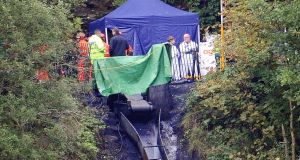 Rescue workers at the scene in Gleision Colliery near Swansea, South Wales today.